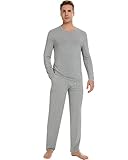 NACHILA Pajamas for Men Sleepwear Long Sleeve Pjs Sets Soft Loungewear with Sleep Pants-Viscose Made from Bamboo Heather Grey S