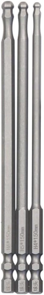 Screwdriver Bit Set， Screwdriver Bits, 3pcs Ball End Hex Screwdriver Bit Metric Hex Bit 150mm Long Magnetic Driver Bit