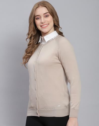 Image of Monte Carlo Women Regular Fit Full Sleeve Solid Round Neck Winter Cardigan (Pack of 1)