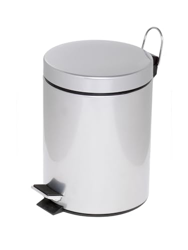 ALCO-Albert 2960-36 - Tretabfalleimer 5 l, Ø 20,5x28,5 cm, mit Kunststoffeinsatz, silber/grau