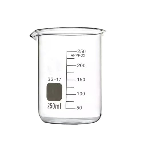 Glass Beaker, 1PC 250ml Borosilicate Glass Beaker With Spout, Low Form GG-17 Measuring Cup, 70x98mm