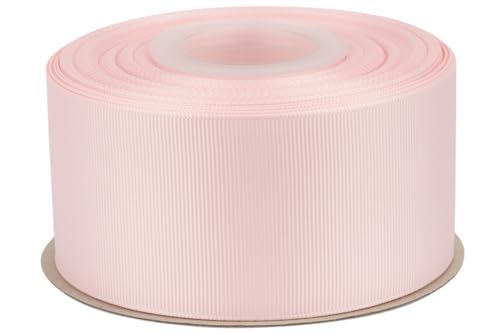 Tekdeere 2 inch Solid Lt. Pink Grosgrain Ribbon 25 Yards, Perfect for Gift Wrapping, Crafts, Bows Making, Sewing, Wreaths, Hair Accessories and Wedding Decoration