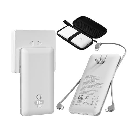 Brand Q 10000mAh Portable Charger Built-in Cables and AC