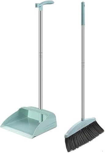 AZIEBAY 掃除セット 自立式ほうき&ちりとり ロングくし付き 軽量・丈夫・錆びにくい ステンレス製 大容量 防風 屋内外対応|安心してお選びください