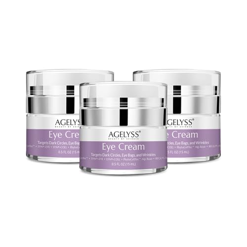 Agelyss Restorative Eye Cream with Eyeliss - For Eye Bags Dark Circles & Fine Lines - Paraben-Free Cruelty-Free Vegan - 0.5 fl oz. - Pack of 3