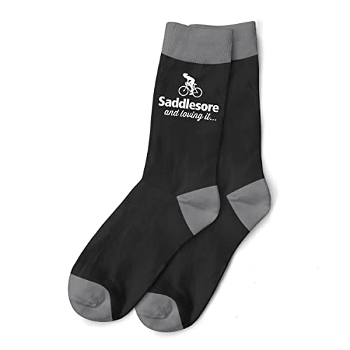 D Design Invent Print! Cycling Gift Socks Men’s Funny Bike Present Saddlesore Size 6-11 (Black/Grey)