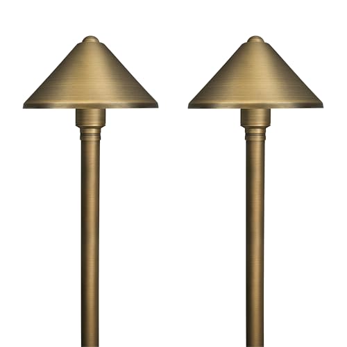 GKOLED Solid Brass Landscape Path Lights (5' Shade, 20' Tall), Low Voltage LED 3W 12-24V AC/DC...