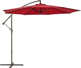 AMERICAN PHOENIX 10FT Offset Hanging Patio Umbrella Cantilever Outdoor Umbrellas with Crank & Cross Base for Garden, Backyard, Pool and Beach (Red)