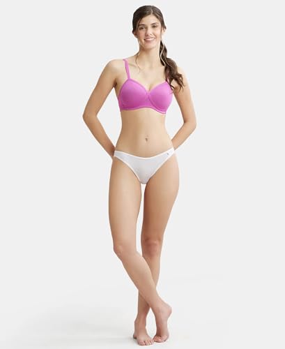 Image of Jockey FE40 Women Wirefree Padded Super Combed Cotton Elastane Stretch Full Coverage T-Shirt Bra with Cross Over Fit