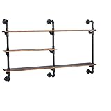 gusmyplg ripiani in legno a 3 livelli mensole a muro industriali scaffale a scala tubo di ferro fai-da-te libreria in piedi scaffale di stoccaggio utile 100 cm / 120 cm / 140 cm scaffale funzionale