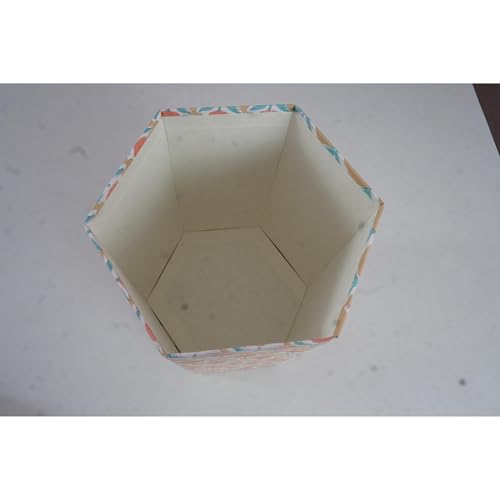 Image of Floral Hand Block Printed 3.3 Gallon Decorative Waste Basket - Eco-Friendly Cardboard Trash Can, Plastic-Free & Sustainable, Perfect for Christmas and Housewarming Gifts (1, Yellow Blue FLOWAR)