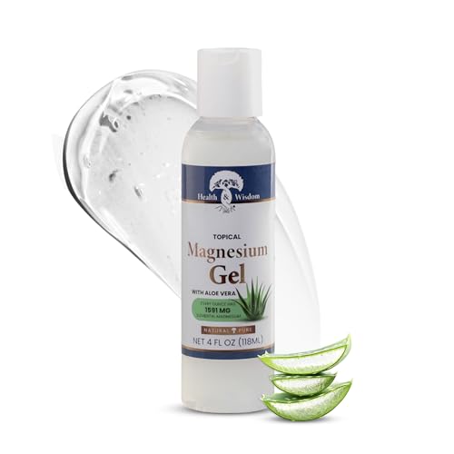 Health and Wisdom Pure Magnesium Gel with Seaweed Extract and Aloe Vera - Topical Muscle & Joint Relief- Natural and Pure Skin & Scalp Moisturizing - Enhanced Absorption - 4oz