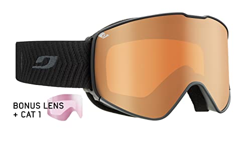 Julbo Alpha Snow Goggles, Black Frame - Spectron 3+1 Orange Lens W/Silver Mirror #TOP1