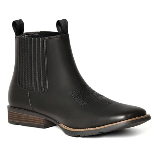 Image of Cowboy Boots For Men Square Toe Ankle Boots