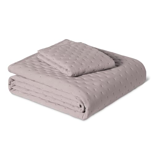Image of Amazon Basics Brushed Microfiber Quilt Set, Extra Soft with Natural Texture, 2-Piece, Twin /Twin XL, Purple