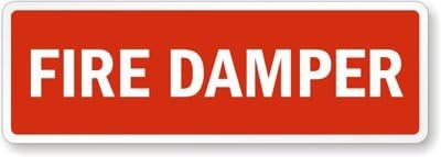 Fire Damper, Laminated Vinyl Labels, 12" x 4"