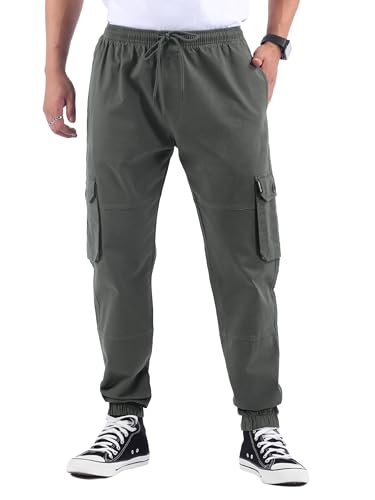 Image of Beyoung Cotton Regular Fit Heavy Gauge Cargo Joggers for Men | Ribbed Hem | Spacious Pockets | Track Pants | Elastic Waistband | Cargo for Men