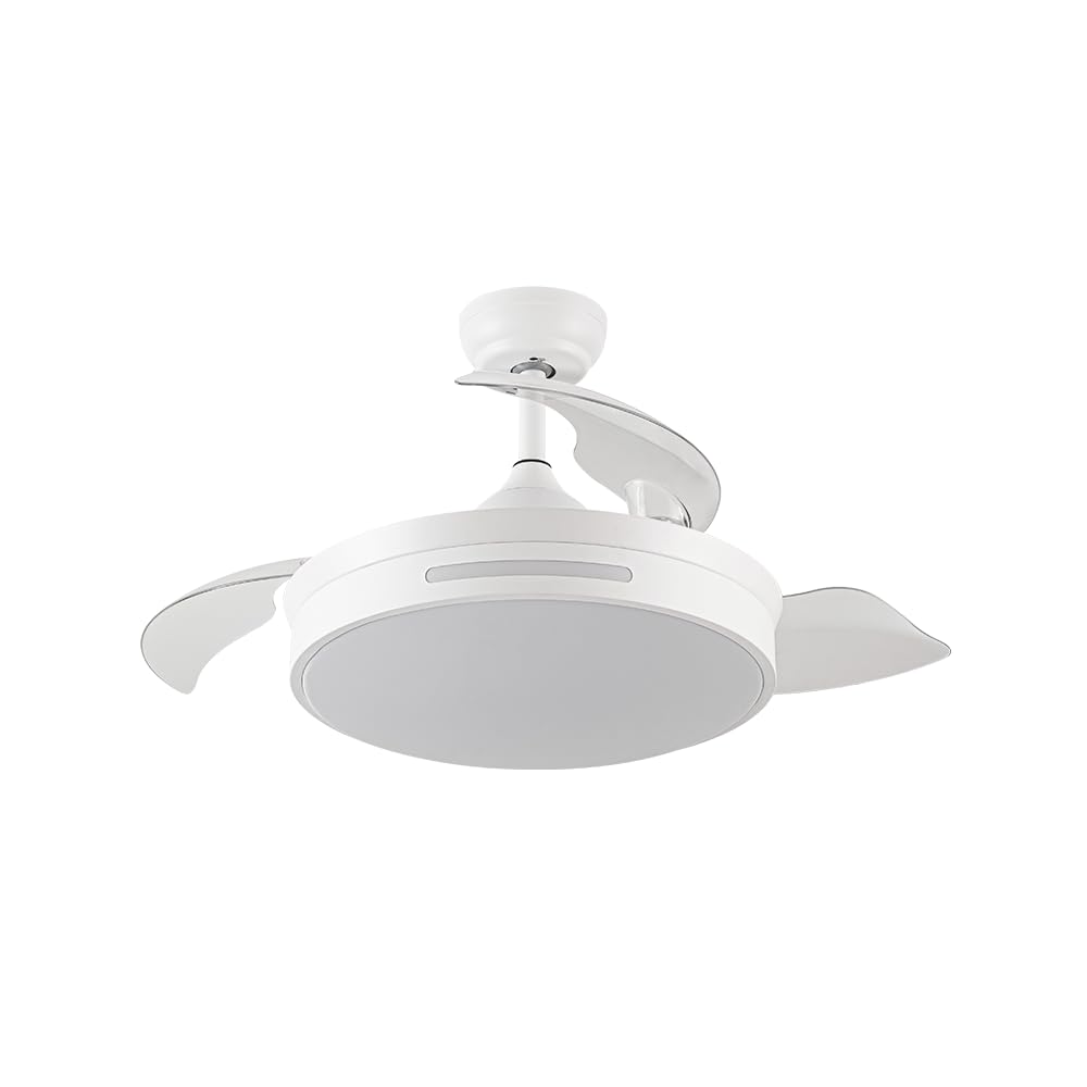 FABRILAMP Ventilador DC 59w Micenas Blanco 4 Aspas Transp. 106d 6 Veloc. 6980lm 3 Colores C/remoto, Reg.intensidad, Memoria Y Temporizador