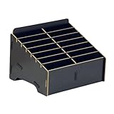 Awleynz 14 Gitter Handygarage Schule, Handy Hotel Aufbewahrungsbox Holz, Multi-Grid-Aufbewahrungsbox FüR Mobiltelefone, Klassenzimmer, BüRo, Schule (Black, 14 Grid)