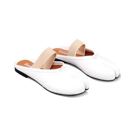 Split Toe Tabi Shoes Black Womens Mule Flats Wide Slip on Walking Ballerina Barefoot Slippers Comfortable Slides for Spring Summer Fall