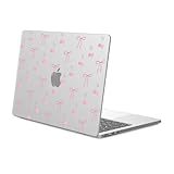 JOYLAND Cute Bowknot Cherry Case Compatible with MacBook Air 13 Inch A1932/A2179/A2337 Pink Bow Ribbon Printed Hard Shell Cover Protective Laptop Case for MacBook Air 13.3
