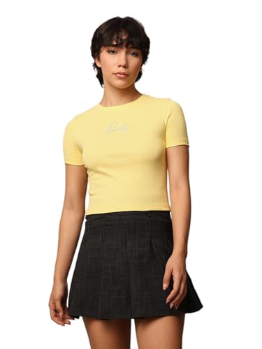 Image of ONLY Women's Cotton Solid Regular Fit T-Shirt