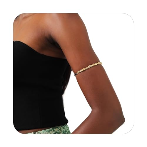 SANDOO Minimalist Gold Arm Bracelet - Layered Armband Armlet Jewelry2