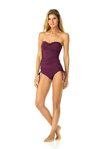Image of Anne Cole Women's Twist Front Shirred Bandeau Tankini Swim Top