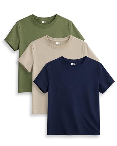 Bea 3er Pack T Shirt Damen Besonders Weich | Entspannte Reguläre Passform Mittleres Gewicht 100% Baumwolle Tshirt Damen