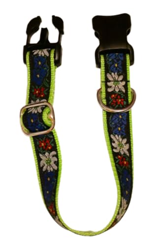 Hundehalsband Hund Halsband Trachten Edelweiß Gr. S M L XL 30 cm bis 44 cm verstellbar 2,5 cm breit in verschiedenen Farben rot grün blau schwarz