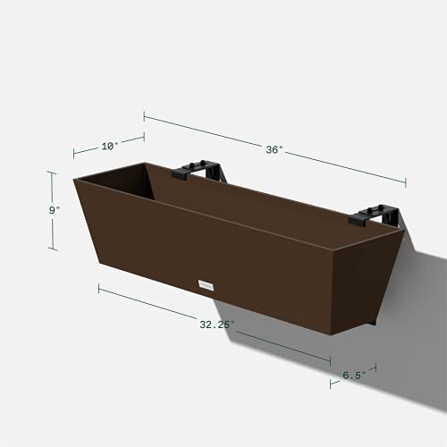 Image of Veradek Pure Series Railing Planter - Tapered Window Box with Bracket