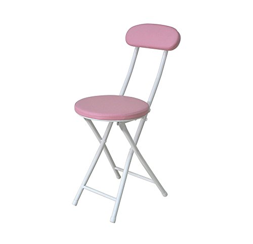 ZHDWM Folding Chairs/Home Outdoor Chair/Leisure Back Office/Round Stool 24 * 35 * 76cm Folding chair (Color : Pink)