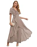 Chiffon Mother of The Bride Pant Suits for Wedding Guest Dresses Formal Outfit Womens Jumpsuit Taupe