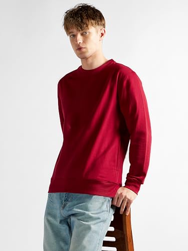 Image of Clans & Hans Men's Cotton Casual Crew Neck Sweatshirt - Heavyweight 240 GSM French Terry Fabric|Relaxed Fit Pullover|Essential Streetwear Sweatshirt for Men