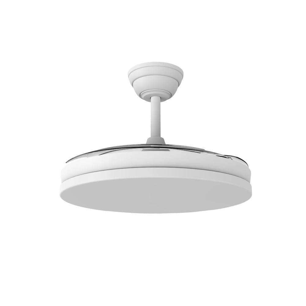 wonderlamp - Ventilador de Techo ultra silencioso, 7 velocidades, LED Verno Eco Blanco, Aspas Retráctiles, Motor DC, CCT Regulable 3000K-6000K, Mando, Función Noche, Verano Invierno, Ø106 cm