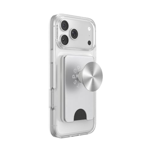 Image of PopSockets Kick-Out Wallet for MagSafe, Adjustable Kickstand, Magnetic Stand, Silver - Silver Radial