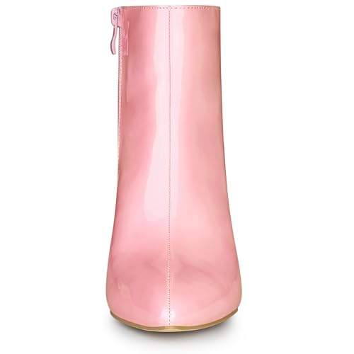Allegra K Women's Pointed Toe Stiletto High Heel Baby Pink Ankle Boots 6 M US