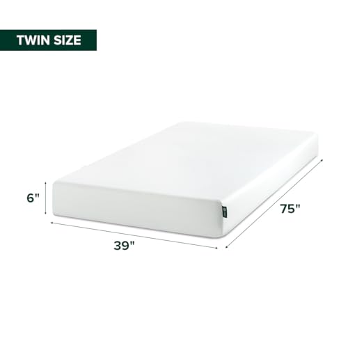 Image of Zinus 6 Inch Twin Green Tea Memory Foam Mattress, Medium Firm Feel | Pressure-Relieving Comfort & Full-Body Support, Naturally Fresh, CertiPUR-US & OEKO-TEX Certified Safe Materials
