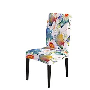 Wildflower Chair Cover Watercolor White Lotus Flower Floral Botanical Flower Set of 4 Stretch Removable Washable Slipcovers for Dining Room Hotel Kitchen Wildflower Chair Cover Watercolor White Lotus Flower Floral Botanical Flower Set of 4 Stretch Removable Washable Slipcovers for Dining Room Hotel Kitchen