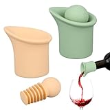 2 Set 2 In 1 Silicone Wine Bottle Stoppers & Pourers, Wine Spout Sealer Preserver Glass Champagne Caps with Vacuum Reusable & Easy to Clean Home Bar Restaurant Accessories(Green, Beige)