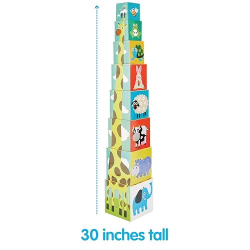 Image of Kidoozie Stack N' Learn Cubes - Build a 30 Inch Giraffe with These Colorful Learning Cubes for Ages 2+ - Stack, Nest, Sort, & Learn Your ABCs & 123s!