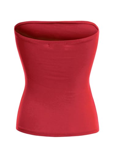 Image of MixMatchy Women's Stretchy Strapless Tube Top Y2K Bandeau Top