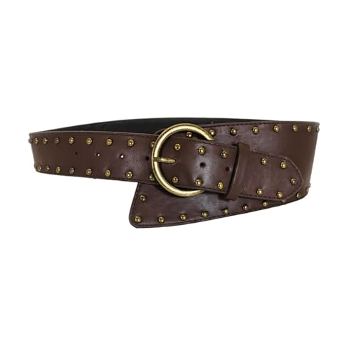 Women's Belts for Jeans Cowgirl Corset Leather Belt for Women Punk Decorative Wild Waistband Female Women's Retro Wide Belt(Brown)
