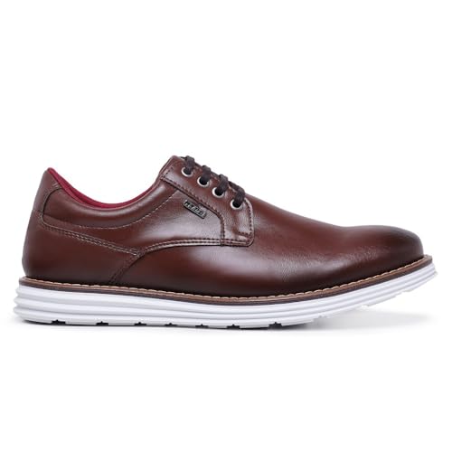 Sapato Oxford Derby Masculino Modelo Casual Sofisticado Solado Confortável (37, Chocolate)