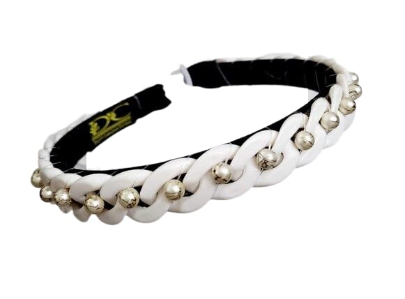 Image of Headbands hairband accessories White Chain with Stones Hairbands for Girls & Women (Pack of 1)