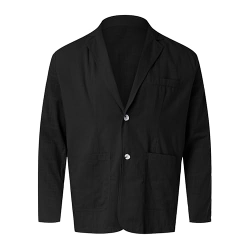 Men's Casual Cotton Linen Blazer Jacket Lightweight Sports Coats Regular Fit Two Buttons Blazers Jackets for Men2