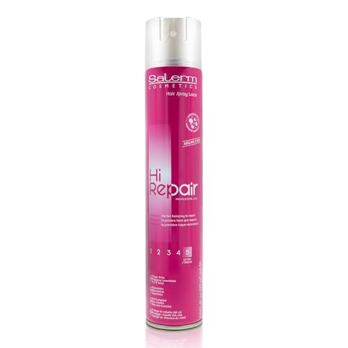 SALERM - Laca de Pelo Profesional - Hi Repair Fuerza 5-650 ml - Fijación Extra Fuerte - Larga Duración - con Hidrolizado de Seda que Repara el Cabello - Protege el Pelo del Sol - Anti Humedad