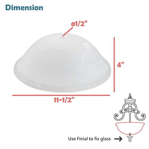 Image of Aspen Creative 25002-65-1 Replacement Alabaster Glass shade for Flush Mount or Semi-Flush Mount, 1 /2 inch Center Hole, 11-1 /2 inch Diameter x 4 inch Height