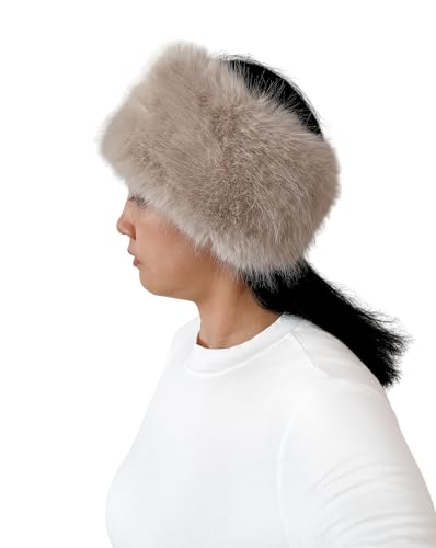 Lina & Lily Women's Winter Headband Head Ear Warmer Long Pile Faux Fur (Beige) - Image 4