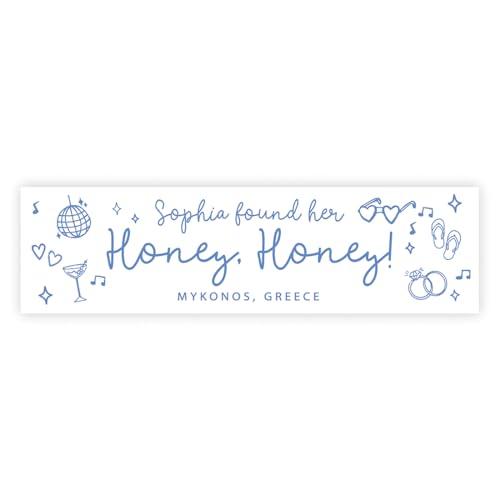 Andaz Press Something Blue She Found Her Honey Honey Custom Bachelorette Banner, Personalized Bachelorette Party Decorations, Disco Banner, Funny, Cute Party Decor, Backdrop for Pictures, 13x48 Inch